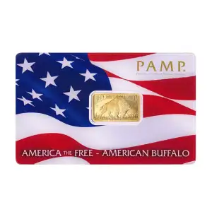 5 gram Pamp Suisse America the Free Buffalo .9999 Gold Bar in Assay