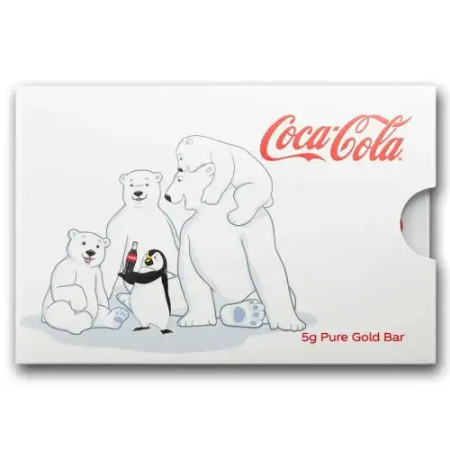 5 gram PAMP Suisse Coca-Cola Holiday Polar Bears .9999 Gold Bar in Assay (3)