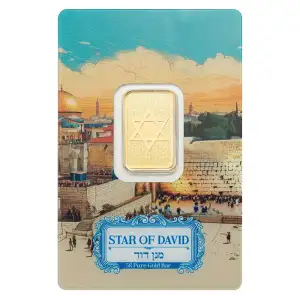 5 gram PAMP Suisse Star of David .9999 Gold Bar in CertiPAMP Card