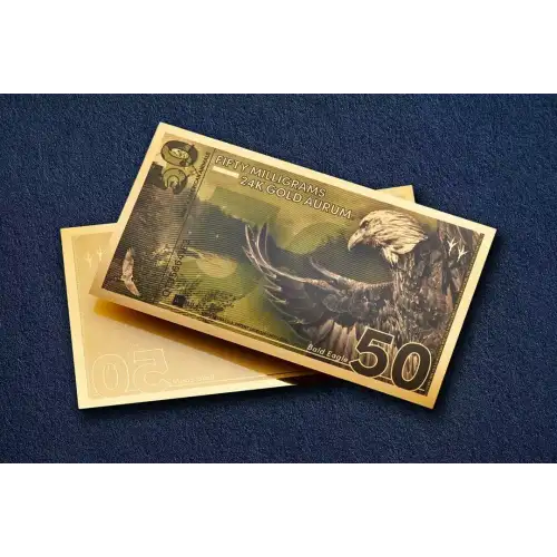 50mg Aurum North American Animals Series: Bald Eagle 24kt Gold Note