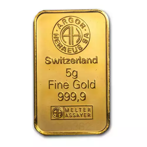 5g Argor-Heraeus Minted .9999 Gold Bar in Assay (2)