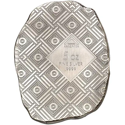 5oz Argentia Egyptian Cat .9999 Silver Antiqued Art Bar  (2)