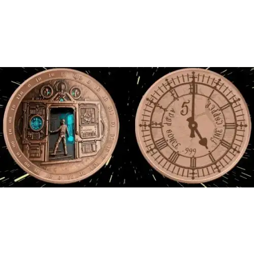 5oz Glow in the Dark Machine of Time Colorized .999 Copper Round in Capsule