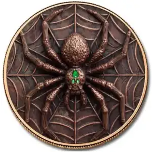 5oz Glow in the Dark Spider Colorized .999 Copper Round in Capsule