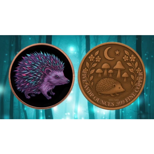 5oz Mystic Night Hedgehog Colorized .999 Copper Round in Capsule (3)