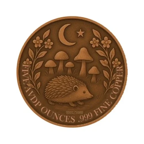 5oz Mystic Night Hedgehog Colorized .999 Copper Round in Capsule  (2)