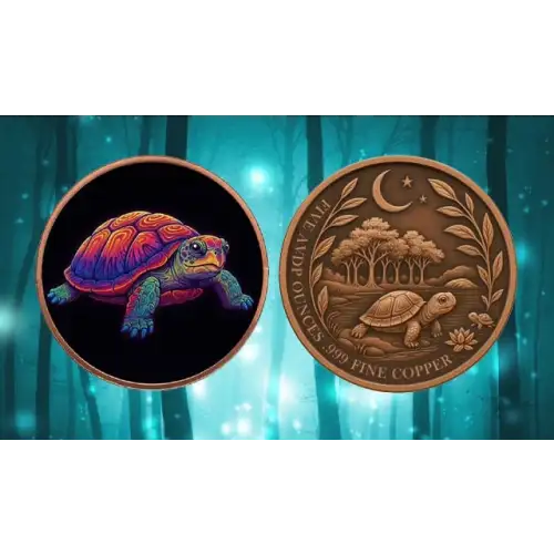 5oz Mystic Turtle Colorized .999 Copper Round in Capsule