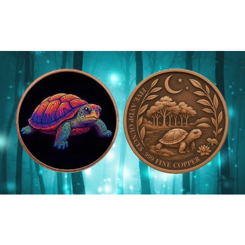 5oz Mystic Turtle Colorized .999 Copper Round in Capsule