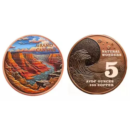 5oz Natural Wonders Series: Grand Canyon Colorized .999 Copper Round in Capsule