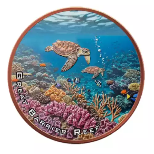 5oz Natural Wonders Series: Great Barrier Reef Colorized .999 Copper Round in Capsule (3)