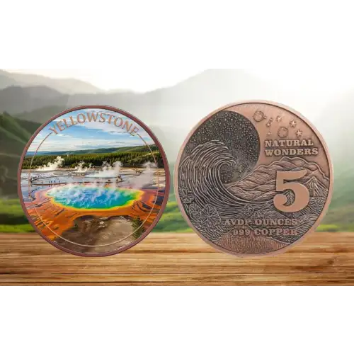 5oz Natural Wonders Series: Yellowstone Colorized .999 Copper Round in Capsule