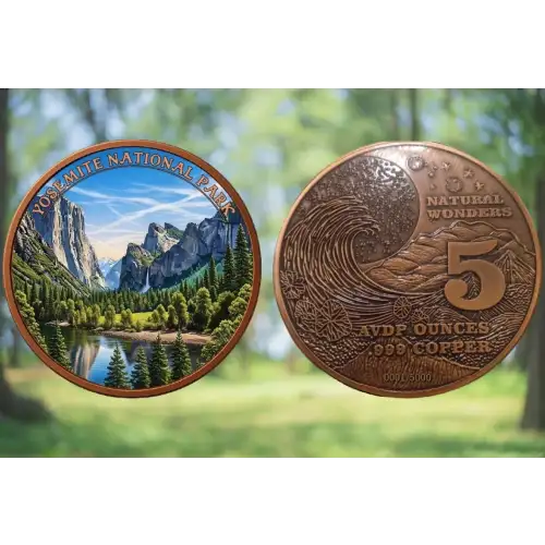 5oz Natural Wonders Series: Yosemite Colorized .999 Copper Round in Capsule