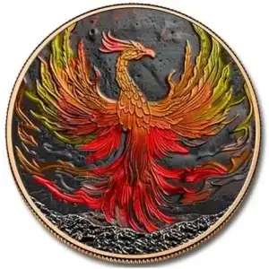 5oz Phoenix Rising Colorized .999 Copper Round in Capsule