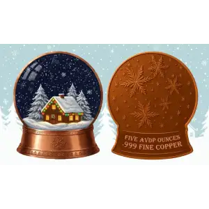 5oz Winter Wonderland Snow Globe Colorized .999 Copper Round in Capsule