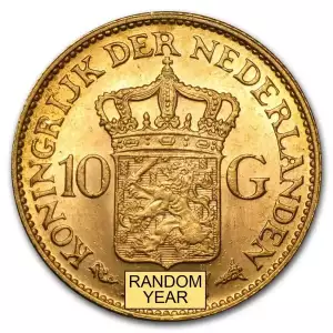 Any Year Netherlands 10 Guilder Gold Coin 