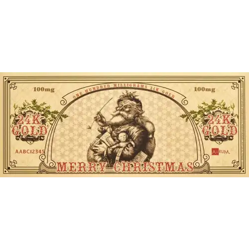Merry Christmas Santa Bucks 100mg (0.1g) Gold Foil Note
