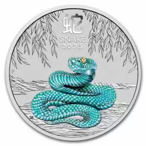 2025 2oz Australia Perth Mint Lunar Series III: Year of the Snake Colorized .9999 Silver Coin
