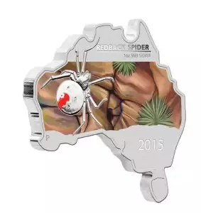 2015 1oz Australia Perth Mint REDBACK SPIDER Australian Map Shaped .999 Silver Coin