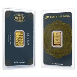 2.5g Asahi Refining .9999 Gold Bar