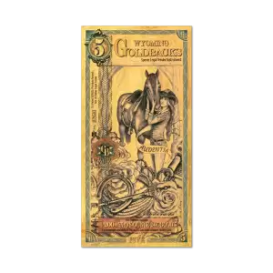 5 Wyoming GoldBack Note 1/200th oz .999 Gold