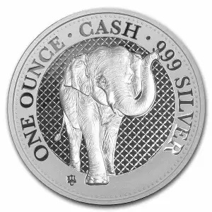 2021 1 oz St. Helena Cash India Wildlife: The Elephant .999 Silver BU
