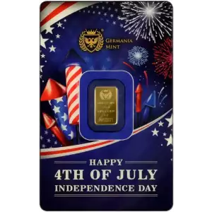 1g Germania Mint 4th of July .9999 Gold Bar in Assay
