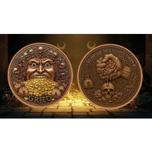 5oz The Price of Greed Colorized .999 Copper Round in Capsule