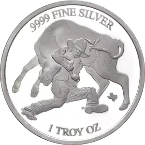 1oz Texas Mint Steer Wrestling .999 Silver Round (3)