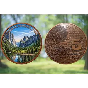 5oz Natural Wonders Series: Yosemite Colorized .999 Copper Round in Capsule