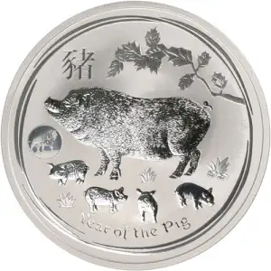 2019 1oz Australian Perth Mint Lunar Series II - Year of the Pig w/ Lion Privy .9999 Silver coin (2)