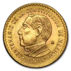 1957 Mexico Gold 10 Peso Constitution Centennial BU