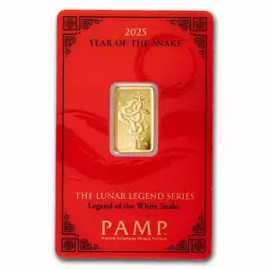 2025 5g PAMP Lunar White Snake .9999 Gold Bar in Assay (2)