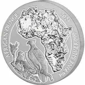 2025 1oz Rwanda African Ounce Series - Martial Eagle BU .999 Silver Coin
