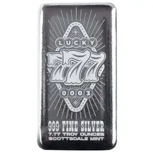 2025 7.77oz Scottsdale Mint Lucky Sevens Series .999 Silver Cast Bar