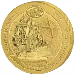 2025 1/12 oz Rwanda Nautical Ounce Series - HMS Victory .999 Gold BU Coin