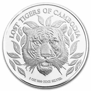 2022 1oz Cambodia Lost Tigers of Cambodia .999 Silver Coin