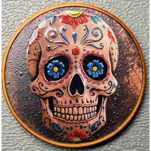 1 oz Colorized Sugar Skull .999 Copper Round