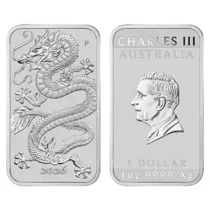 2026 1oz Australia Perth Mint Dragon .9999 Silver Coin Bar