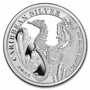 2022 1oz Barbados Caribbean Seahorse .999 Silver BU Coin