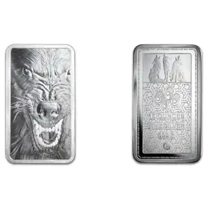 10 oz PAMP Into The Wild Series: American Wolf .999 Silver Proof-like Bar