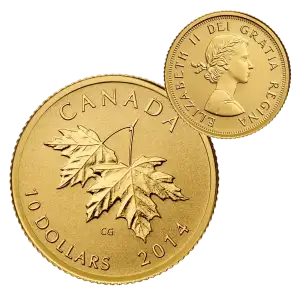 2014 1/4oz Canada RCM Twin Maple Leaf .9999 Gold Coin in OGP