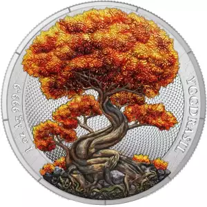 2025 1oz Germania Mythical Forest: Autumn Yggdrasil Colorized .9999 Silver Round