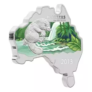 2013 1oz Australia Perth Mint PLATYPUS Australian Map Shaped .999 Silver Coin