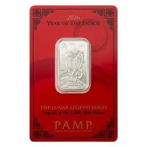 2026 10g PAMP Lunar Legends 1000 mi Horse .999 Silver bar in Assay
