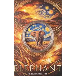2026 1oz Africa Big 5 Starry Night Fusion Elephant .999 Colorized Copper Round in Blister  (3)
