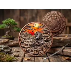 5 oz Historic Warriors: Samurai Colorized .999 Copper Round in Capsule