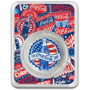 2026 1 oz Coca Cola Americana .999 Silver Proof-like Coloured Round in TEP