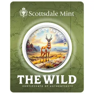 1 oz Scottsdale Mint THE WILD Pronghorn Antelope .999 Silver Colorized Round in Certi-Lock Assay (3)