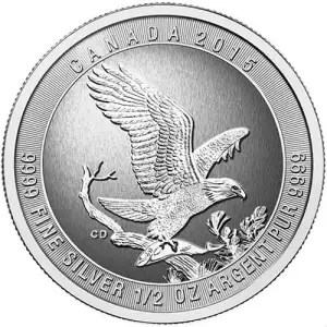 2015 1/2oz RCM Canadian Bald Eagle .9999 Silver Coin