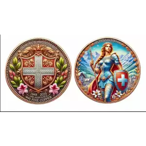 1oz Swiss Helvetia Suntenbit Colorized .999 Copper Round